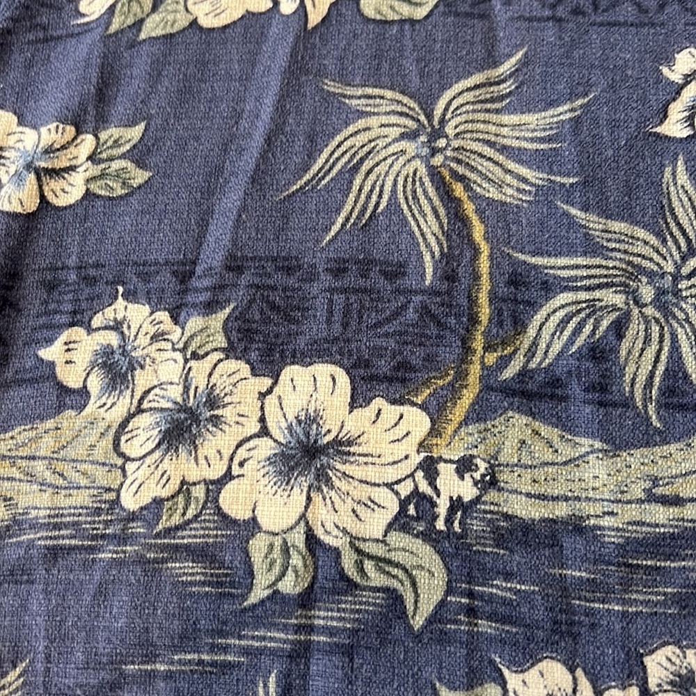 Vintage‎ Big Dogs Hawaiian Shirt Blue Floral Palms Dogs, Size Large - Picture 4 of 11